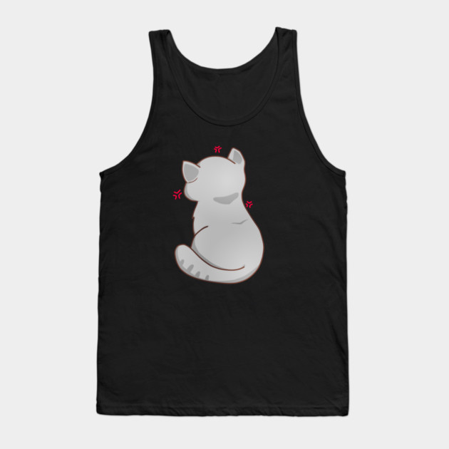 Kawaii Angry Gray Cat from the backside, Cat Lover Tank Top by logiamerch