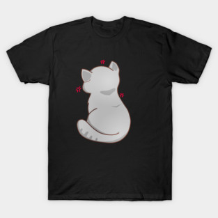 Kawaii Angry Gray Cat from the backside, Cat Lover T-Shirt