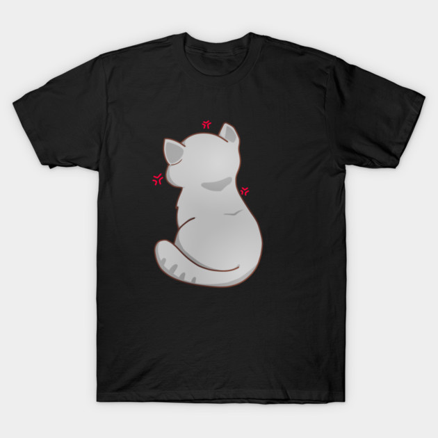 Kawaii Angry Gray Cat from the backside, Cat Lover T-Shirt by logiamerch
