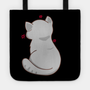 Kawaii Angry Gray Cat from the backside, Cat Lover Tote