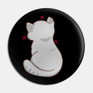 Kawaii Angry Gray Cat from the backside, Cat Lover Pin