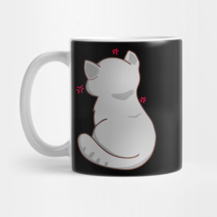 Kawaii Angry Gray Cat from the backside, Cat Lover Mug