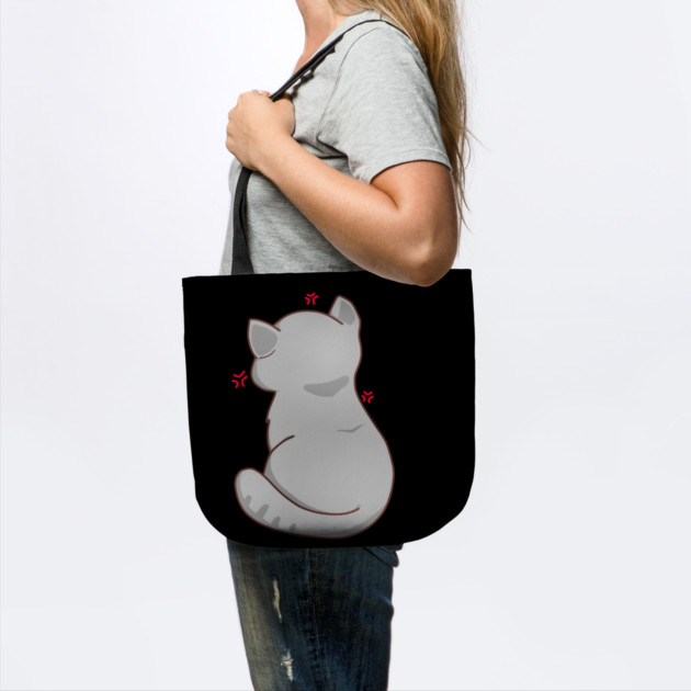 Kawaii Angry Gray Cat from the backside, Cat Lover by logiamerch