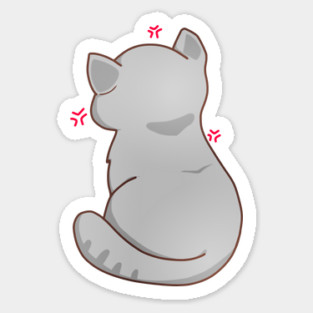 Kawaii Angry Gray Cat from the backside, Cat Lover Magnet
