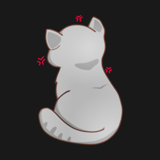 Kawaii Angry Gray Cat from the backside, Cat Lover T-Shirt