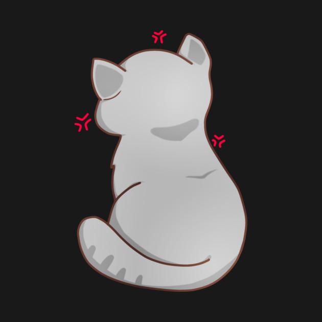 Kawaii Angry Gray Cat from the backside, Cat Lover by logiamerch