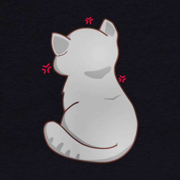 Kawaii Angry Gray Cat from the backside, Cat Lover by logiamerch