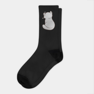 Kawaii Angry Gray Cat from the backside, Cat Lover Socks