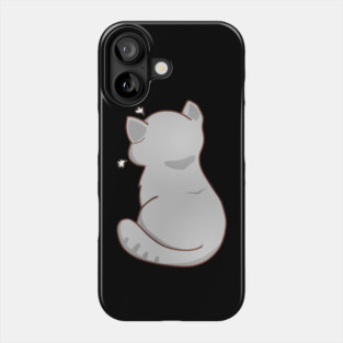 Kawaii Angry Gray Cat from the backside, Cat Lover Phone Case