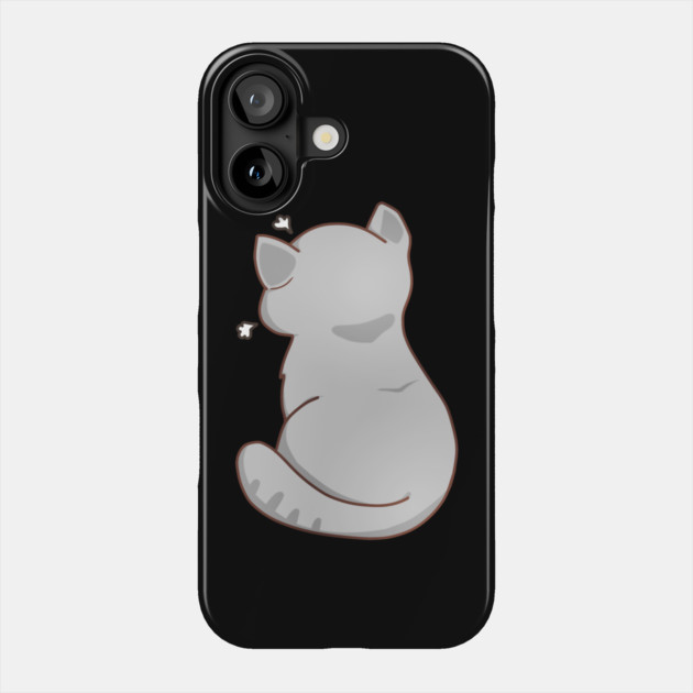 Kawaii Angry Gray Cat from the backside, Cat Lover Phone Case by logiamerch