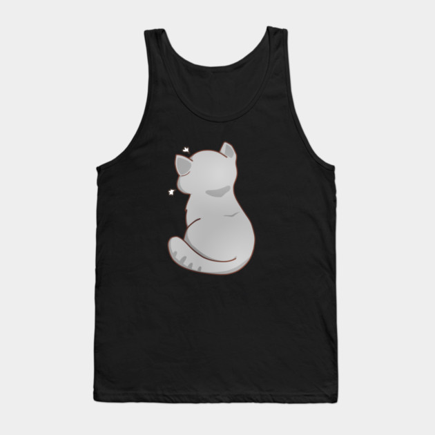 Kawaii Angry Gray Cat from the backside, Cat Lover Tank Top by logiamerch