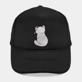Kawaii Angry Gray Cat from the backside, Cat Lover Hat