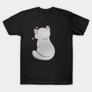 Kawaii Angry Gray Cat from the backside, Cat Lover T-Shirt
