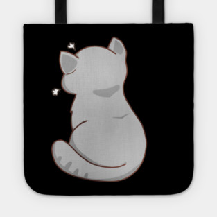 Kawaii Angry Gray Cat from the backside, Cat Lover Tote