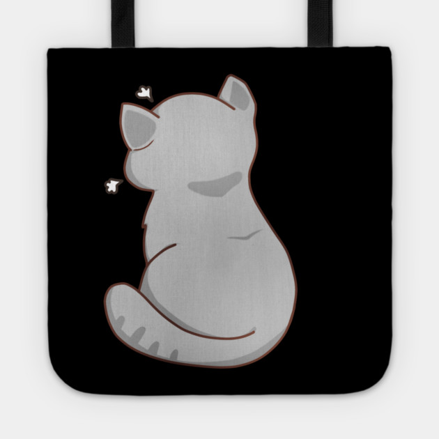 Kawaii Angry Gray Cat from the backside, Cat Lover Tote by logiamerch