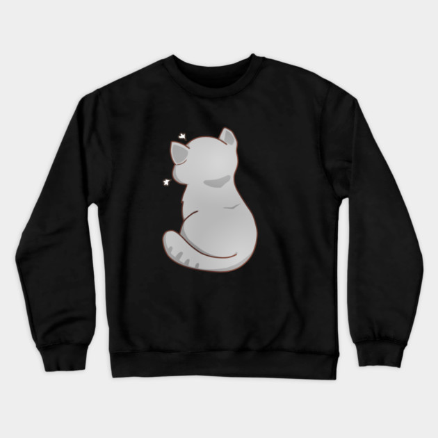 Kawaii Angry Gray Cat from the backside, Cat Lover Crewneck Sweatshirt by logiamerch