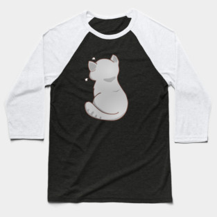 Kawaii Angry Gray Cat from the backside, Cat Lover Baseball T-Shirt