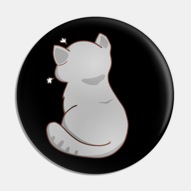 Kawaii Angry Gray Cat from the backside, Cat Lover Pin by logiamerch