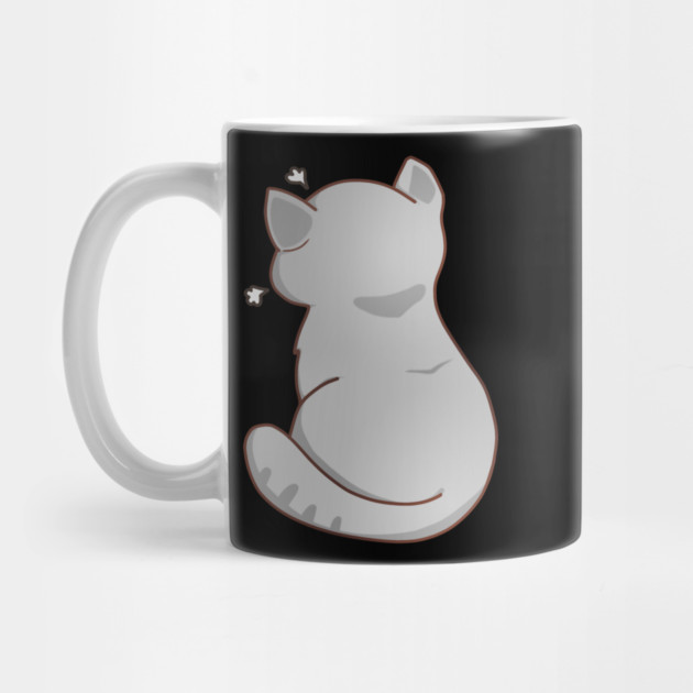 Kawaii Angry Gray Cat from the backside, Cat Lover by logiamerch