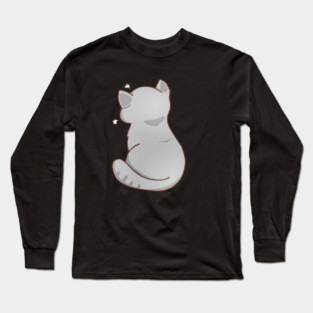 Kawaii Angry Gray Cat from the backside, Cat Lover Long Sleeve T-Shirt