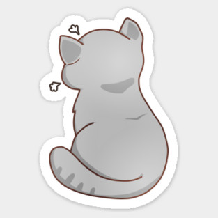 Kawaii Angry Gray Cat from the backside, Cat Lover Sticker