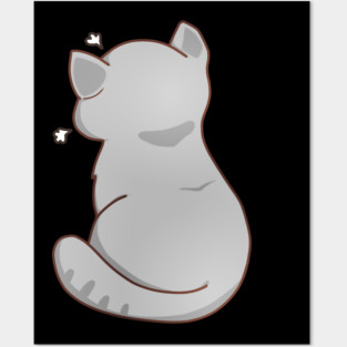 Kawaii Angry Gray Cat from the backside, Cat Lover Posters and Art