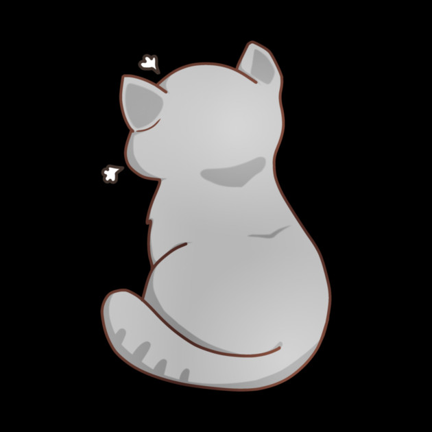 Kawaii Angry Gray Cat from the backside, Cat Lover by logiamerch