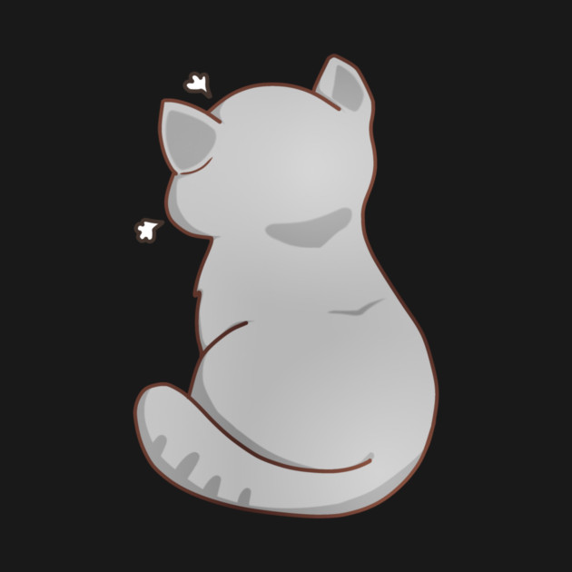 Kawaii Angry Gray Cat from the backside, Cat Lover by logiamerch