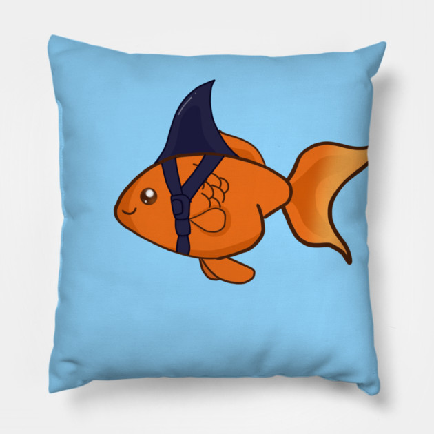 Goldfish Shark Funny Motivational Pillow by logiamerch