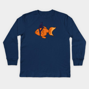 Goldfish Shark Funny Motivational Kids Long Sleeve T-Shirt