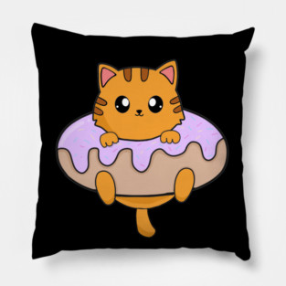 Kawaii Orange Cat inside Donut Pillow