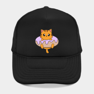 Kawaii Orange Cat inside Donut Hat