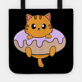 Kawaii Orange Cat inside Donut Tote