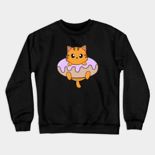 Kawaii Orange Cat inside Donut Crewneck Sweatshirt by logiamerch
