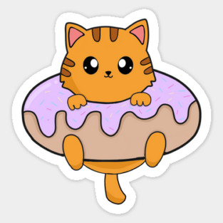 Kawaii Orange Cat inside Donut Sticker