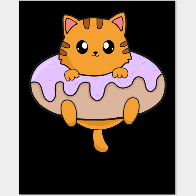 Kawaii Orange Cat inside Donut Wall Art by logiamerch