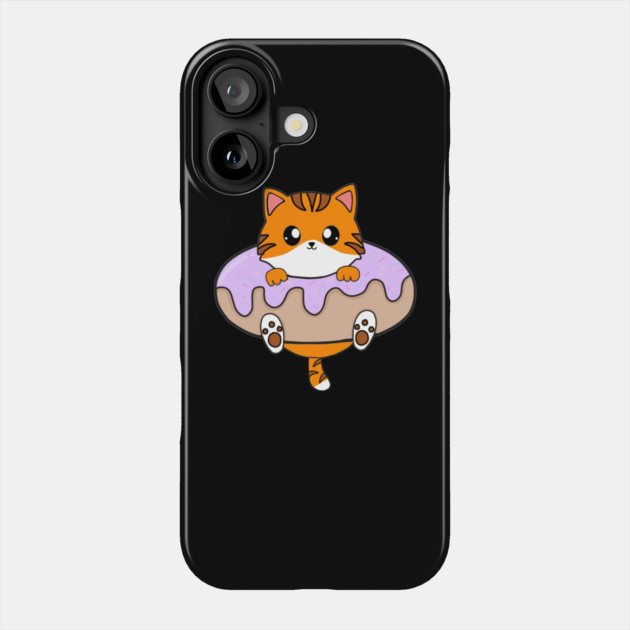 Kawaii Orange Cat inside Donut Phone Case by logiamerch