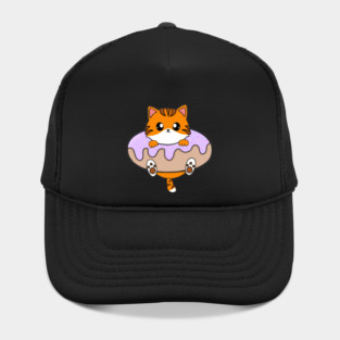 Kawaii Orange Cat inside Donut Hat