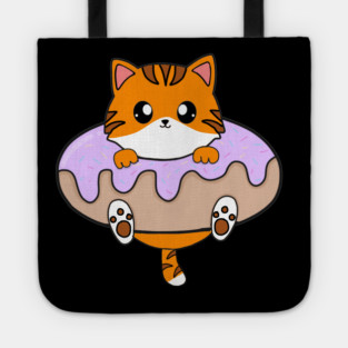 Kawaii Orange Cat inside Donut Tote