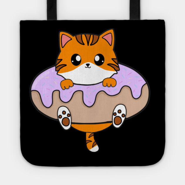 Kawaii Orange Cat inside Donut Tote by logiamerch