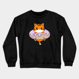 Kawaii Orange Cat inside Donut Crewneck Sweatshirt