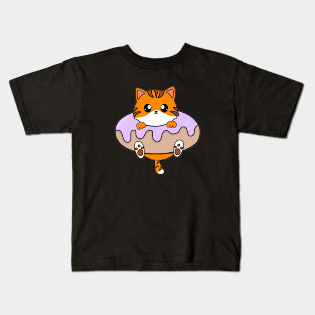 Kawaii Orange Cat inside Donut Kids T-Shirt by logiamerch