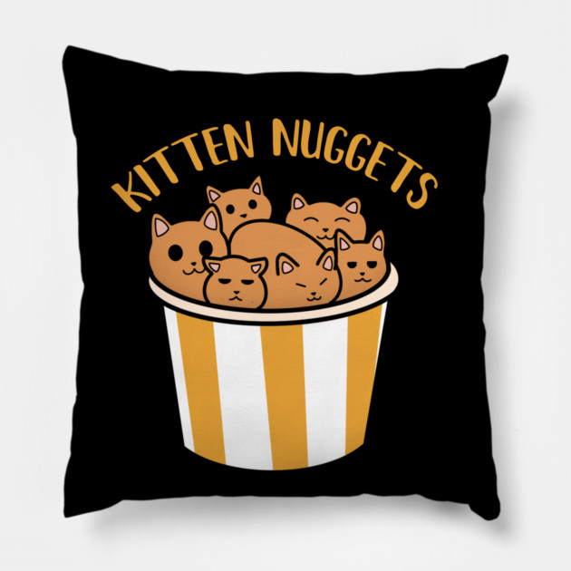 Kawaii Cat inside Box, Funny Chicken Nuggets Cats Pillow by logiamerch