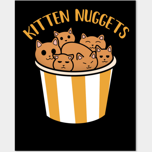 Kawaii Cat inside Box, Funny Chicken Nuggets Cats Wall Art by logiamerch