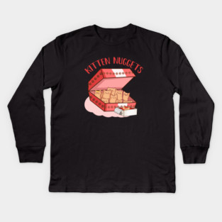 Kawaii Cat inside Box, Funny Chicken Nuggets Kids Long Sleeve T-Shirt