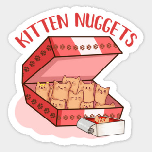 Kawaii Cat inside Box, Funny Chicken Nuggets Magnet