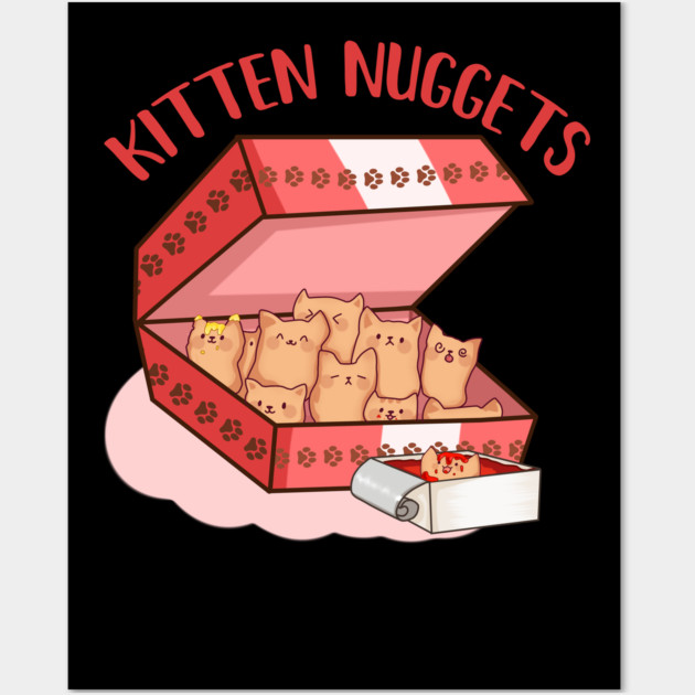 Kawaii Cat inside Box, Funny Chicken Nuggets Wall Art by logiamerch