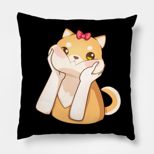 Funny Kawaii Shiba Inu Dog, Love Shiba Inus Pillow by logiamerch