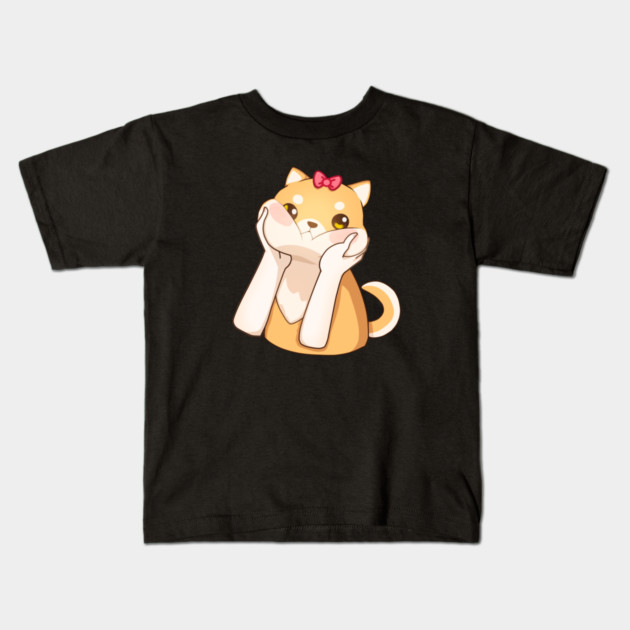 Funny Kawaii Shiba Inu Dog, Love Shiba Inus Kids T-Shirt by logiamerch