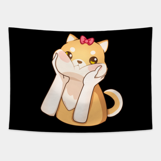 Funny Kawaii Shiba Inu Dog, Love Shiba Inus Tapestry by logiamerch